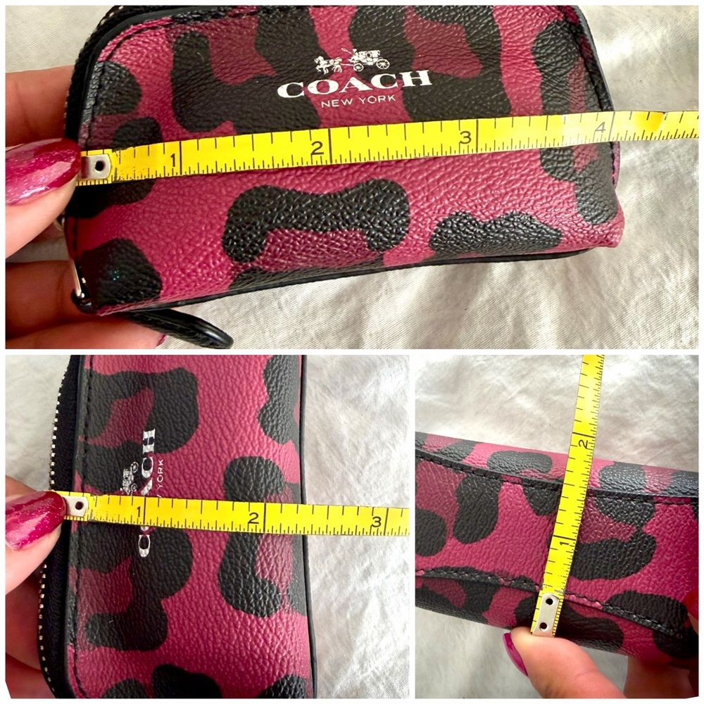 👑✅PRICE FIRM✅ Coach Leather Fuchsia Leopard Print Accessory RARE Trio🔥🔥🔥 - Picture 9 of 16